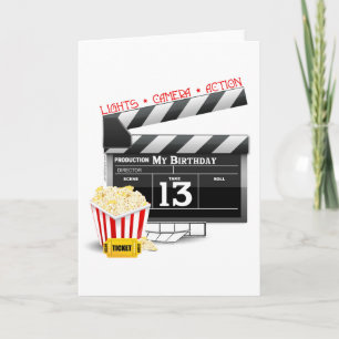 13th Birthday Movie Party Card