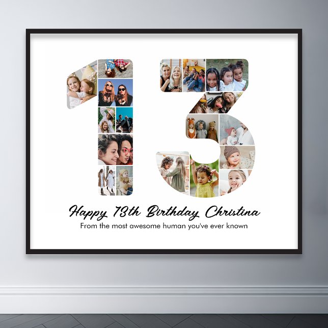 13th Birthday Number 13 Photo Collage Picture Poster (13th birthday number 13 photo collage)