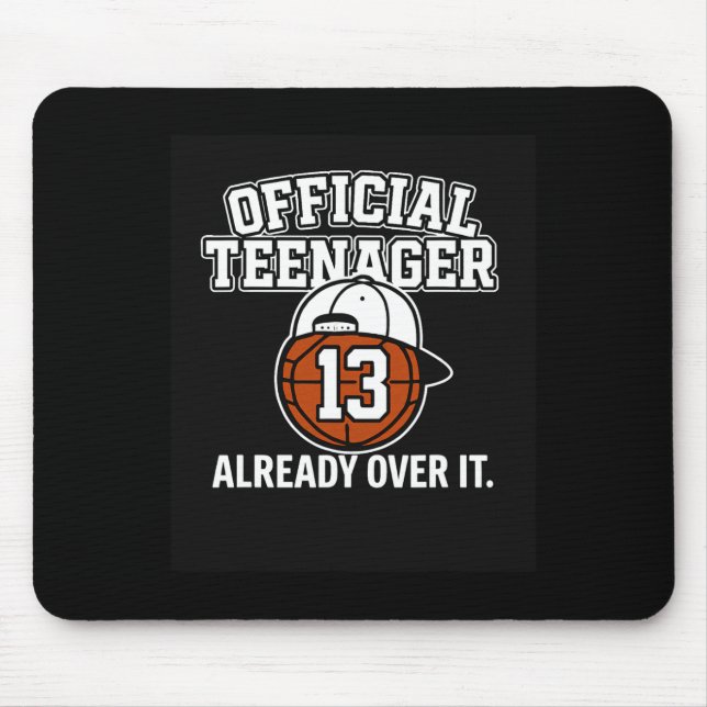 13th Birthday Official Teenager Funny Teen Sketll  Mouse Pad (Front)