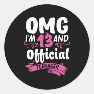13th Birthday Official Teenager Girl Classic Round Sticker