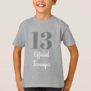 13th Birthday Official Teenager Grey White Custom T-Shirt