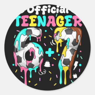 13th Birthday Official Teenager Six Seven 6+7 Boys Classic Round Sticker