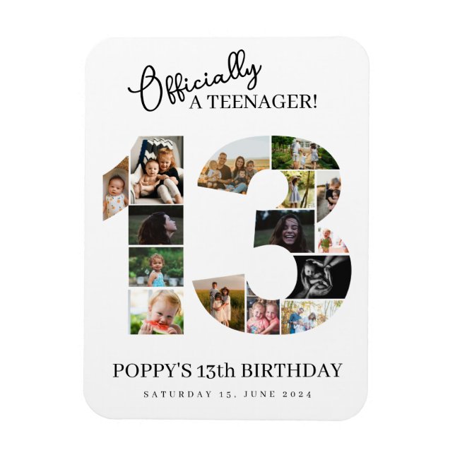 13th birthday officially a teenager photo collage magnet (Vertical)