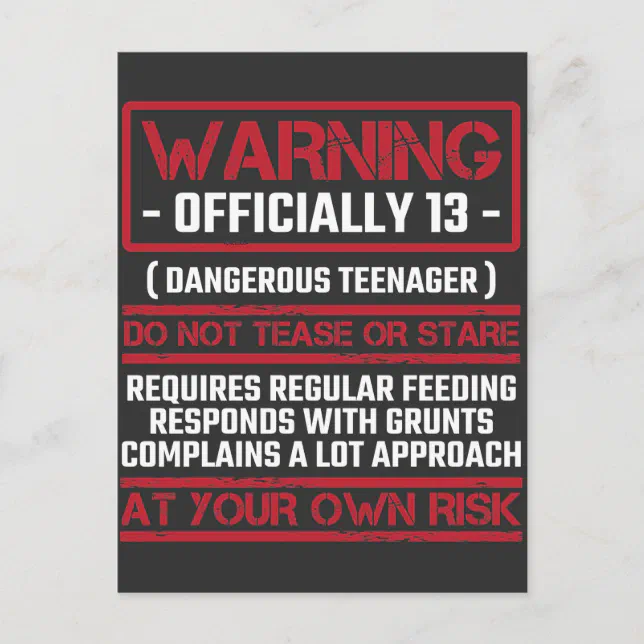 13th Birthday Officially Teenager 13 Year Old Kid Postcard | Zazzle
