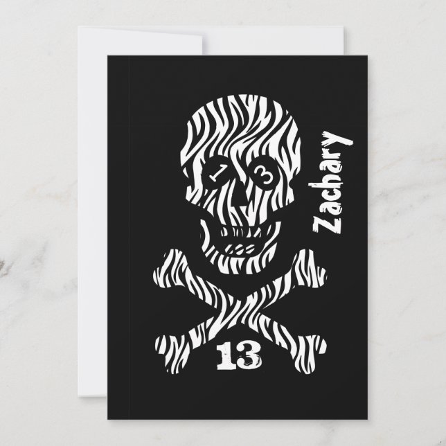 13th Birthday or Any Year Skull and Crossbones Z13 Invitation (Front)