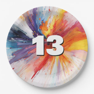 13th Birthday Paint Blast Paper Plate