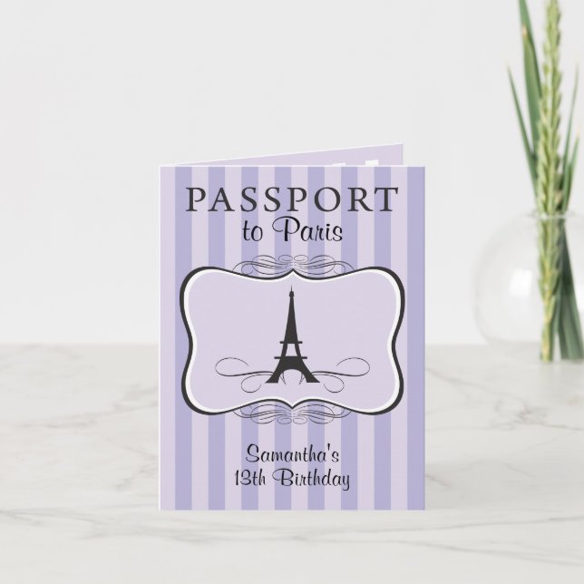 13TH Birthday Paris Passport Invitation (Front)
