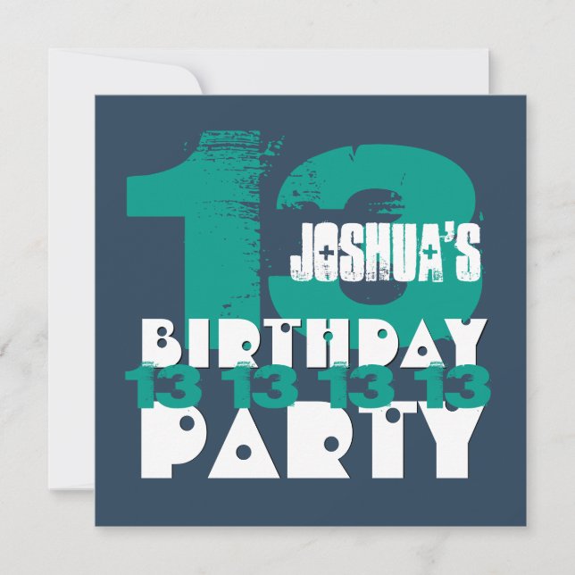 13th Birthday Party 13 Year Old Grunge Z13A Invitation (Front)