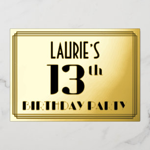 13th Birthday Party: Art Deco Look “13” and Name