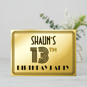 13th Birthday Party — Art Deco Style “13” & Name