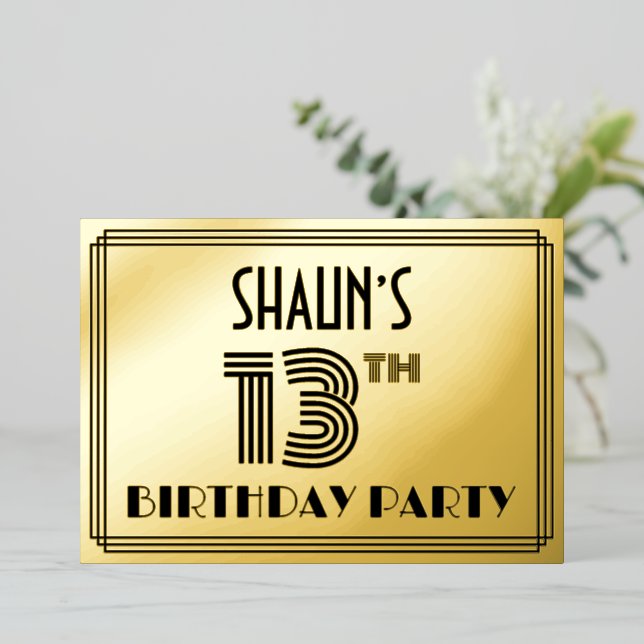 13th Birthday Party — Art Deco Style “13” & Name (Standing Front)