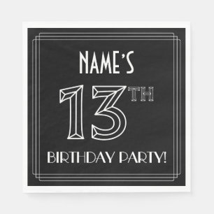 13th Birthday Party: Art Deco Style + Custom Name Napkin