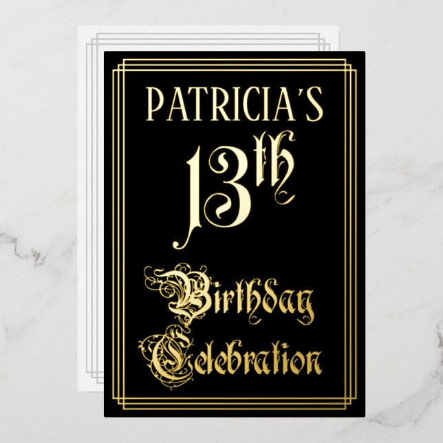 13th Birthday Party — Fancy Script & Custom Name (Front/Back)