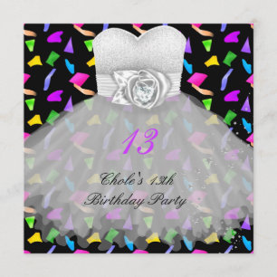 13th Birthday Party Girls 13 Teen Invitation