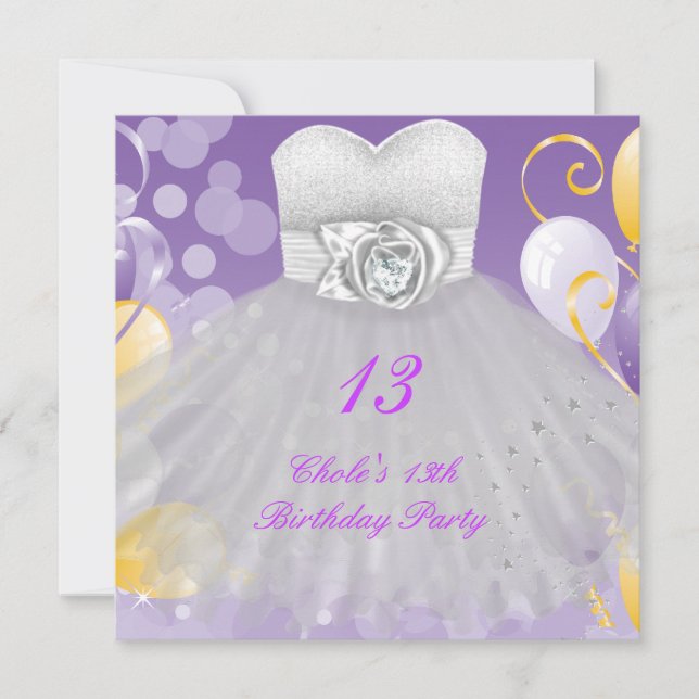 13th Birthday Party Girls 13 Teen Invitation (Front)