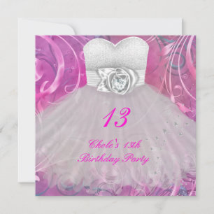 13th Birthday Party Girls 13 Teen Invitation