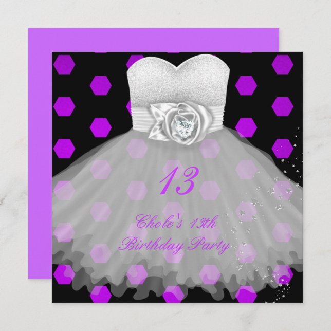13th Birthday Party Girls Invitation (Front/Back)