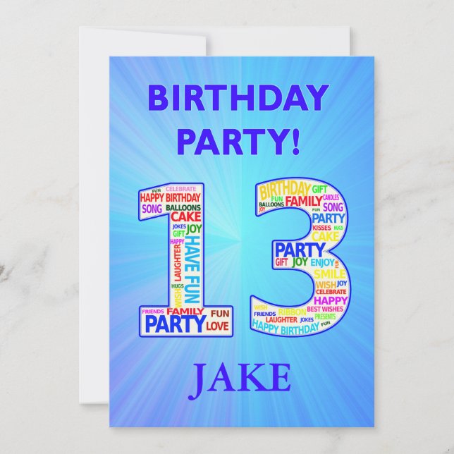 13th Birthday Party Invitation Add a Name (Front)