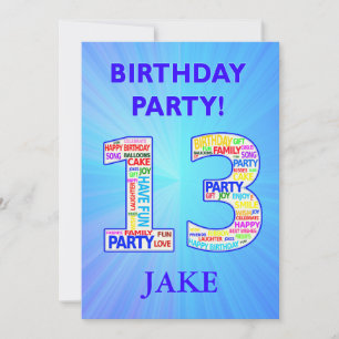 13th Birthday Party Invitation Add a Name