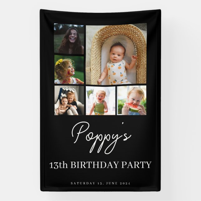 13th birthday party offical teenager photo collage banner (Vertical)