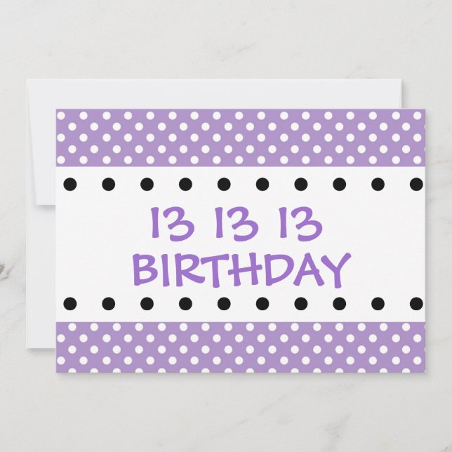 13th Birthday Party Purple Polka Dots V01F Invitation (Front)