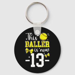 13th Birthday Party Softll Girl Thirteen Year Old Key Ring