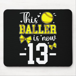 13th Birthday Party Softll Girl Thirteen Year Old Mouse Pad