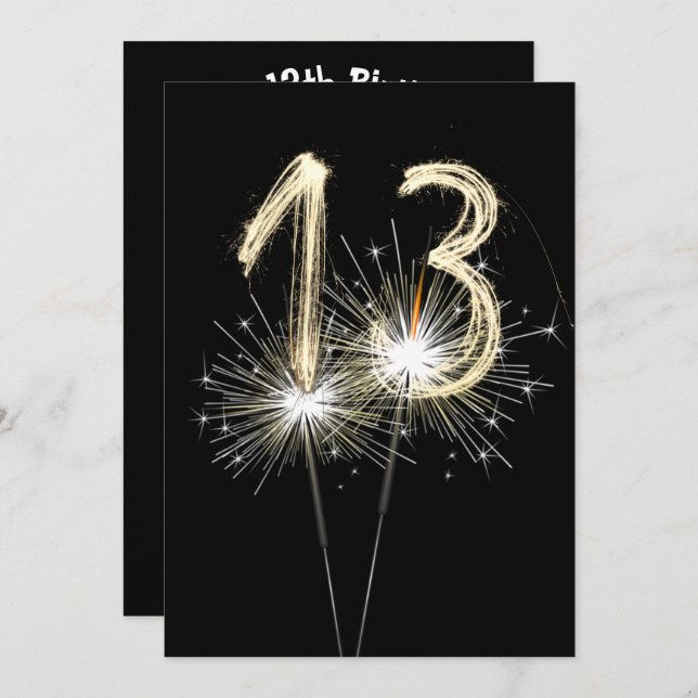 13th Birthday Party Sparklers Invitation (Front/Back)