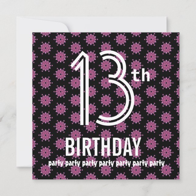 13th Birthday Party Template Pink Black V02 (Front)