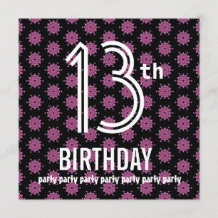 13th Birthday Party Template Pink Black V02