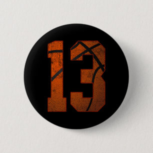 13th Birthday Party Thirteen 13 Year Old Basketbal 6 Cm Round Badge
