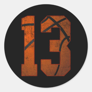 13th Birthday Party Thirteen 13 Year Old Basketbal Classic Round Sticker