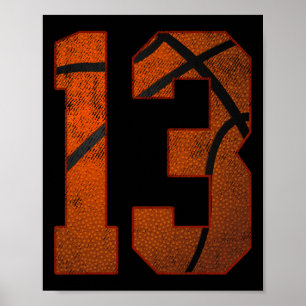 13th Birthday Party Thirteen 13 Year Old Basketbal Poster