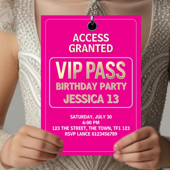 13th Birthday Party, VIP Pass, Level 13, girls Invitation (Creator Uploaded)