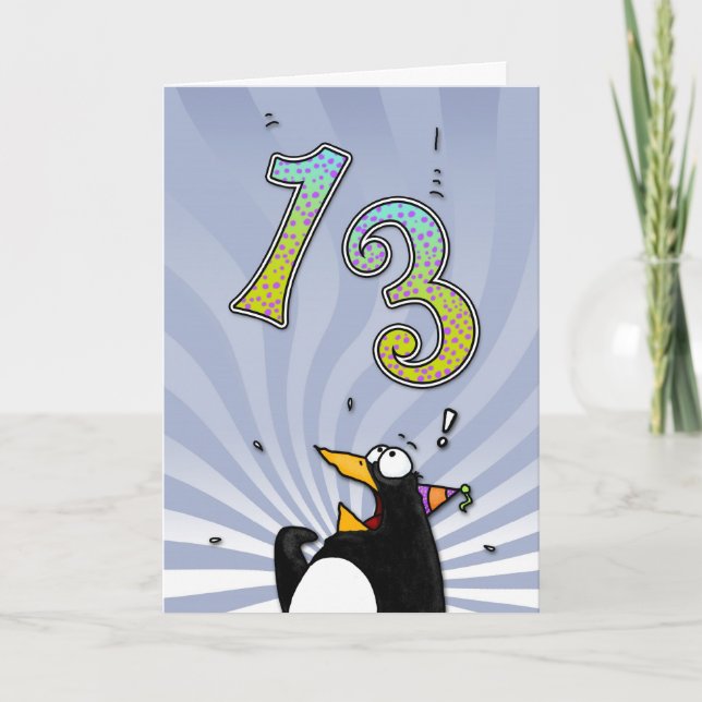 13th Birthday - Penguin Surprise Card (Front)