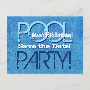 13th Birthday Pool Party Save the Date V013 Announcement Postcard