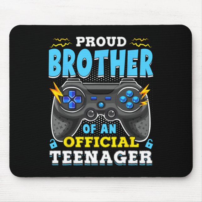 13th Birthday Proud Brother Official Teenager Vide Mouse Pad (Front)