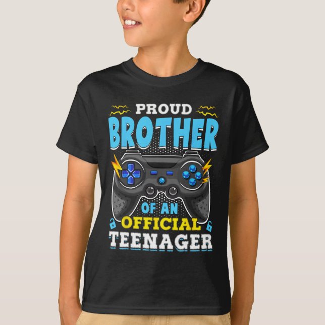 13th Birthday Proud Brother Official Teenager Vide T-Shirt (Front)