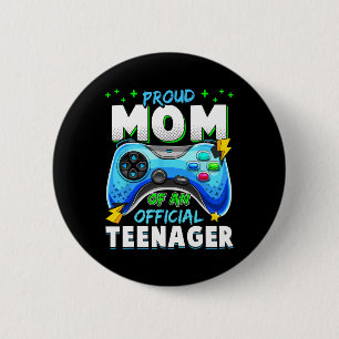 13th Birthday Proud Mom Official Teenager Video Ga 6 Cm Round Badge