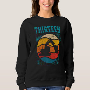 13th Birthday Retro Excavator Construction Vehicle Sweatshirt