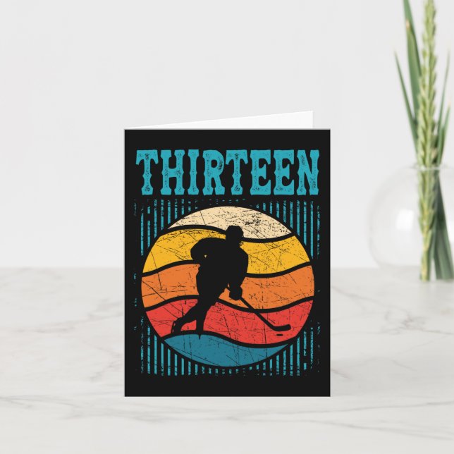 13th Birthday Retro Ice Hockey 13 Years Old Boy Gi Card (Front)