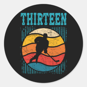 13th Birthday Retro Ice Hockey 13 Years Old Boy Gi Classic Round Sticker