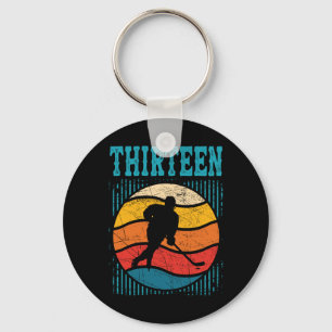 13th Birthday Retro Ice Hockey 13 Years Old Boy Gi Key Ring