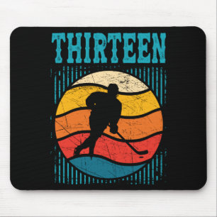 13th Birthday Retro Ice Hockey 13 Years Old Boy Mouse Pad
