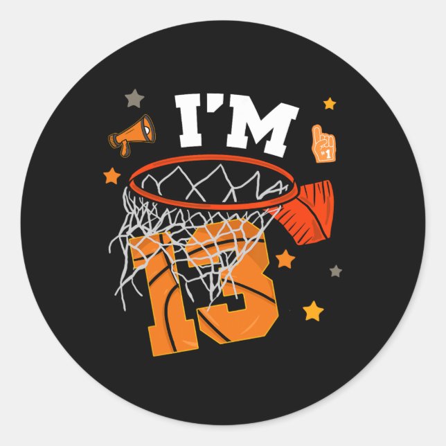 13th Birthday Sketll Boy 13 Yr Old Thirteen Years  Classic Round Sticker (Front)