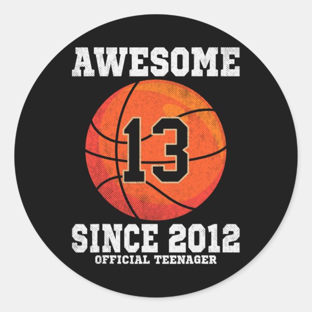 13th Birthday Sketll Fan 13 Years Old Official Tee Classic Round Sticker (Front)