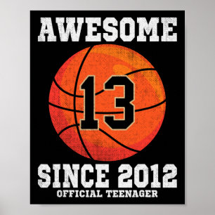 13th Birthday Sketll Fan 13 Years Old Official Tee Poster