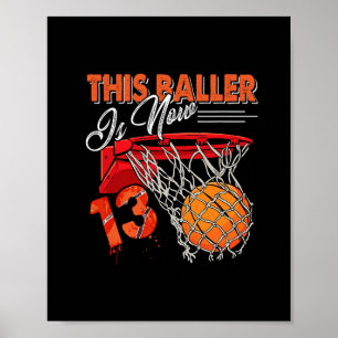13th Birthday Sketll Funny 13 Years Old Kids Gift Poster