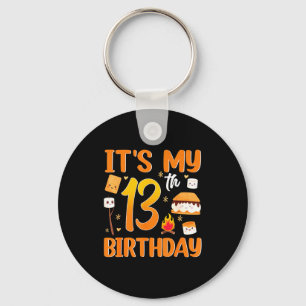 13th birthday s'more theme 13 year old party key ring