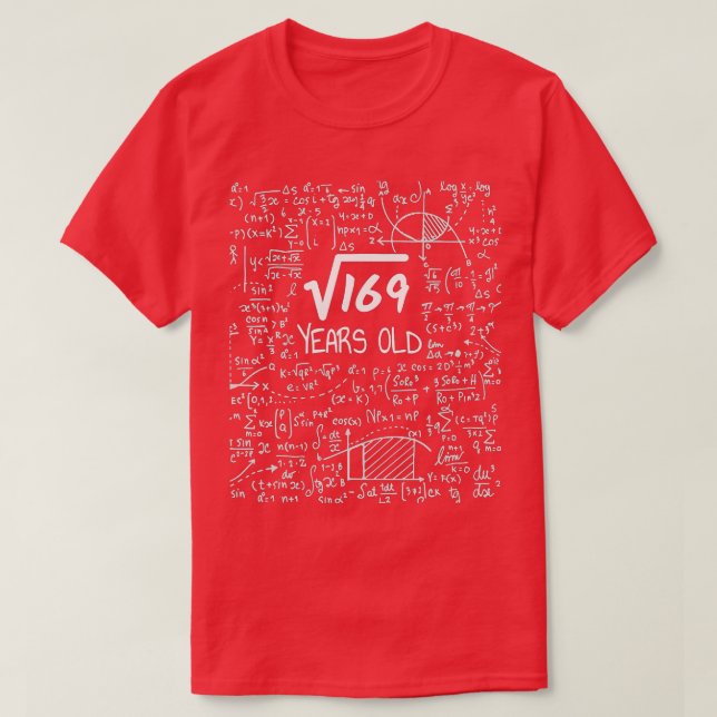 13th Birthday Square Root of 169 13 Years Old  T-Shirt (Design Front)